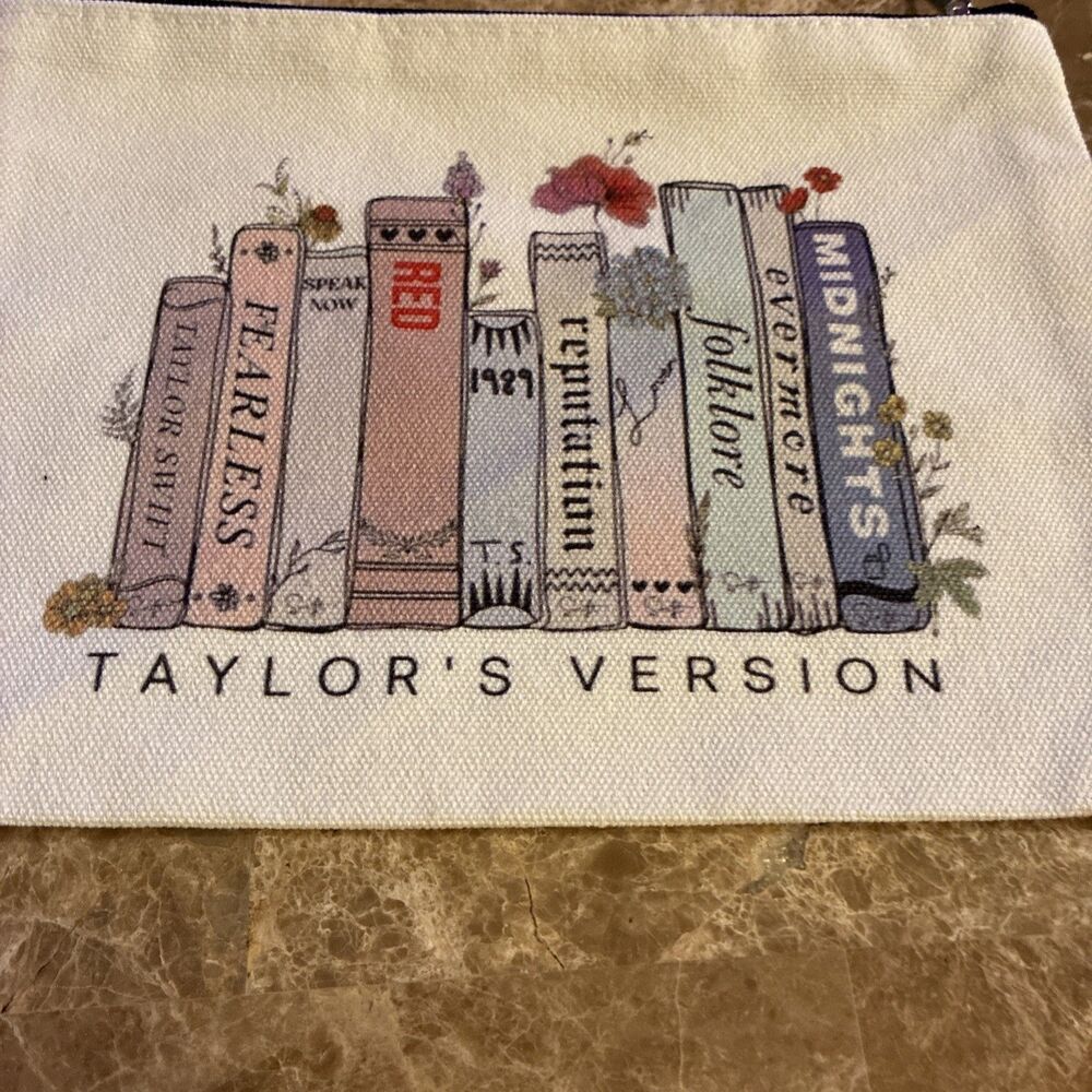 Taylor Swift Taylor’s Version Make-Up Bag with Zip Closure Size 9.5" X 7" - Picture 2 of 4